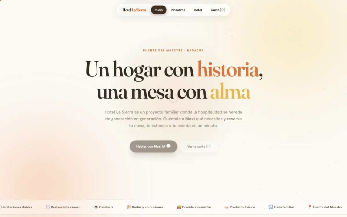 Web de Hotel La Sierra